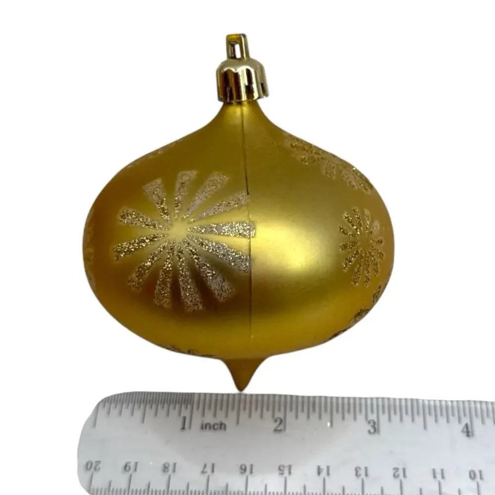 Red Gold Glitter Christmas Ornaments 9 Ct Christmas‎ Shatterproof Plastic EUC